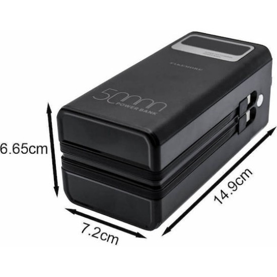 Takemore K-A150 Power Bank 50000mAh 10W με 4 Θύρες USB-A και Θύρα USB-C Μαύρο