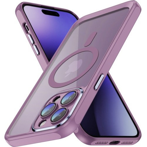 Θήκη iPhone 16 Pro Matte Magnetic Series συμβατό με MagSafe φορτιστή, Πλάτη αντικραδασμική από Premium TPU Λιλά + ΔΩΡΟ ΤΖΑΜΑΚΙ ΚΑΜΕΡΑΣ