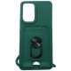 Samsung Galaxy A13 4G TPU Silicone Back Cover Case Navy Green with Strap Neck Cord, Metal Ring Mount and Card Slot (oem)