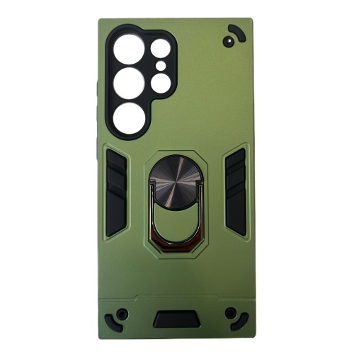 Galaxy S24 Ultra Θήκη Hybrid Shockproof Armor Case Stand Metal Ring - Πράσινο Σκούρο