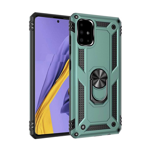 Hybrid Shockproof Armor Case With Rotating Ring για Samsung Galaxy A51 - Πράσινο