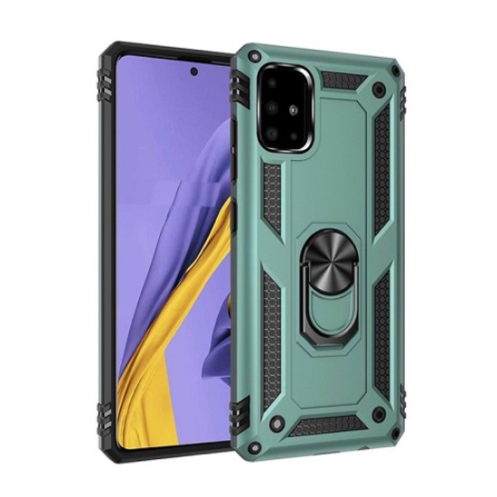 Hybrid Shockproof Armor Case With Rotating Ring για Samsung Galaxy A51 - Πράσινο