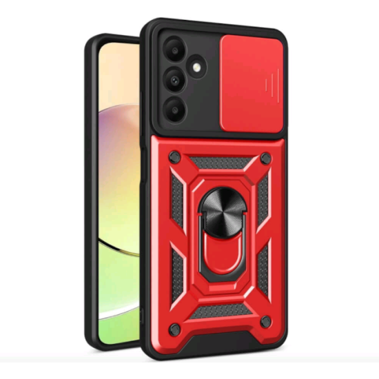 Hybrid Shockproof Ring Back Cover Συνθετική Ανθεκτική Κόκκινο Redmi 15 4G