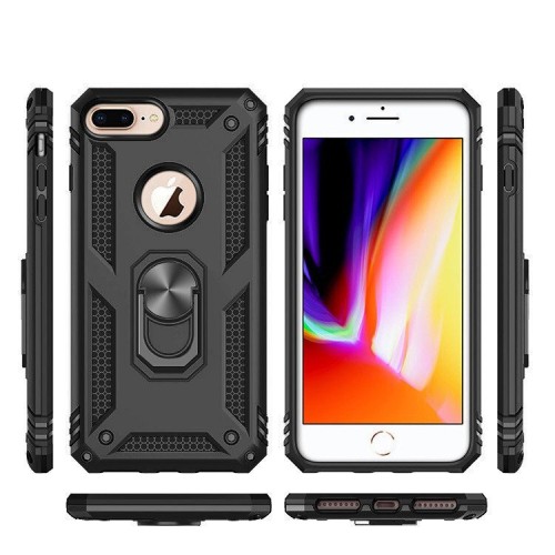 HYBRID SHOCKPROOF ARMOR CASE METAL ROTATING RING CAR MOUNT HOLDER ΜΑΥΡΟ (iPhone 8/7 Plus)