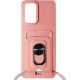 Samsung Galaxy A13 4G TPU Silicone Back Cover Case Rose with Strap Neck Cord, Metal Ring Mount and Card Slot (oem)