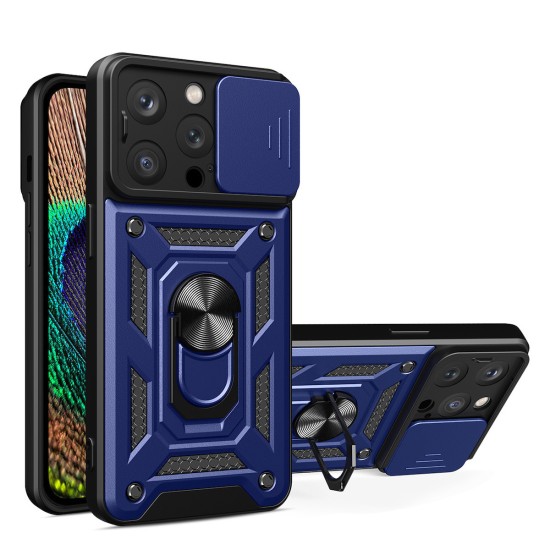 Hybrid Armor Camshield Back Cover Πλαστικό / Σιλικόνης Ανθεκτική Μπλε (iPhone 15 Pro)