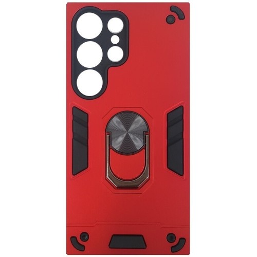 Galaxy S25 Ultra Θήκη Hybrid Shockproof Armor Case Stand Metal Ring - Κόκκινο