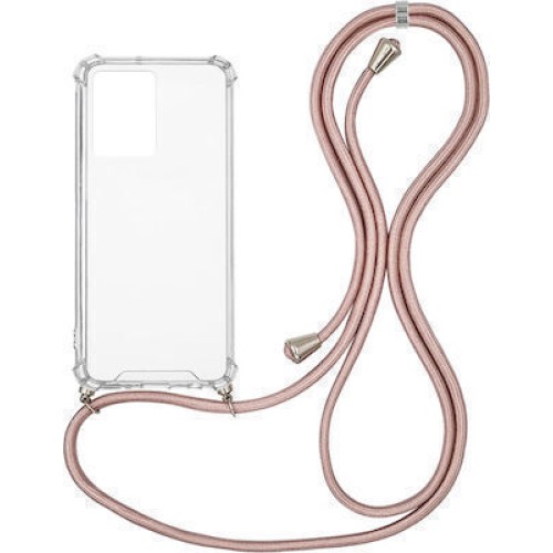 Back Cover Σιλικόνης Διάφανο & Λουράκι Λαιμού Ροζ Samsung Galaxy A53
