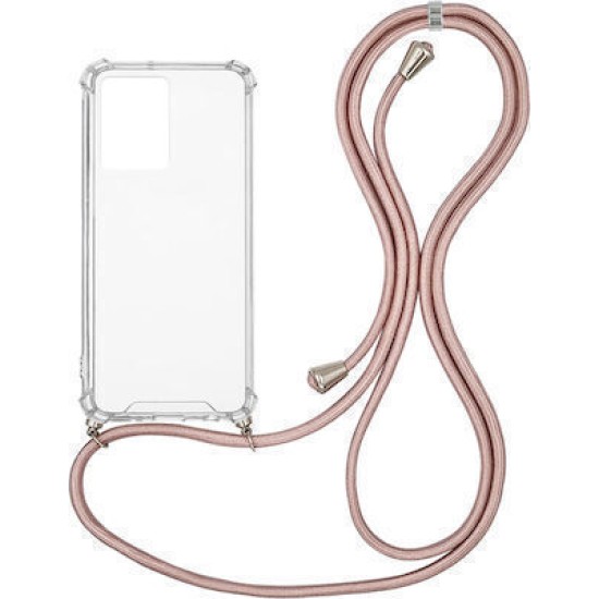 Back Cover Σιλικόνης Διάφανο & Λουράκι Λαιμού Ροζ Samsung Galaxy A53