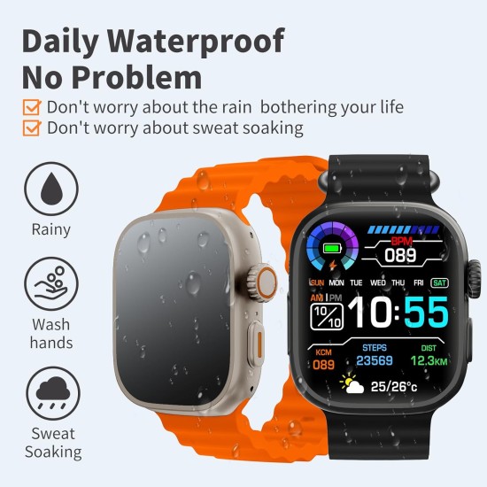 Smart Watch GS28 Ultra 49mm Series Fitness αδιάβροχο ρολόι για iOS και Android Πορτοκαλί