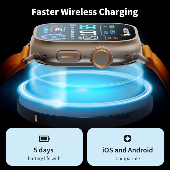 Smart Watch GS28 Ultra 49mm Series Fitness αδιάβροχο ρολόι για iOS και Android Πορτοκαλί
