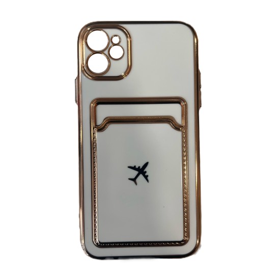 Card Back Cover Σιλικόνης Άσπρο με Σχέδιο Airplane (iPhone 11)