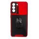 Galaxy S21 FE Hybrid Shockproof Armor Case Metal Rotating Ring Car Mount Holder Black-Red με Κάλυψη Κάμερας (oem)