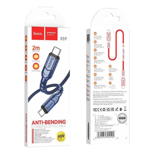 HOCO cable Type C to Type C PD 60W VICTORY X59 2m blue HOCO cable Type C to Type C PD 60W VICTORY X59 2m blue
