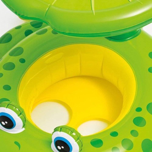 Baby Floating Aid Seat Small Kids Swimming Ring - Frog Baby Boat with UV Protection Roof